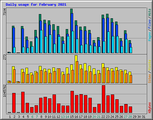 Daily usage for February 2021
